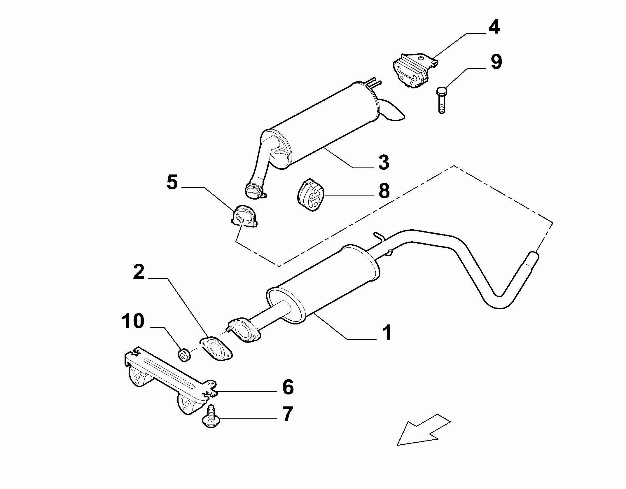 10258-030 REAR AND CENTRAL PIPES