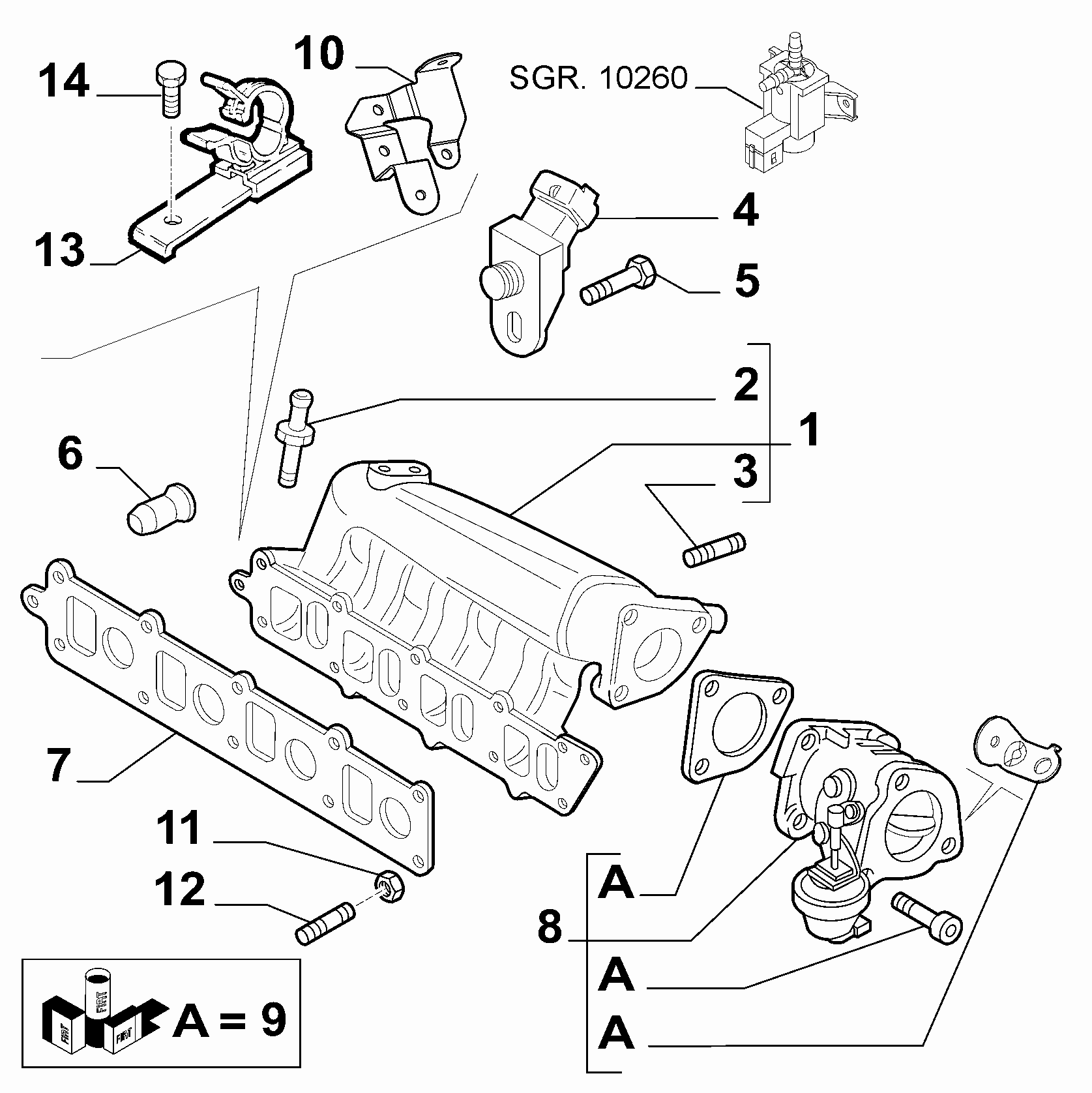 10255-010 INTAKE MANIFOLD AND BUTTERFLY CLIPS