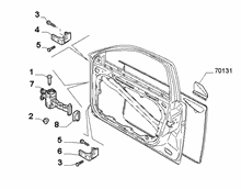 70129-020 FRONT SIDE DOOR HINGE AND SCREW
