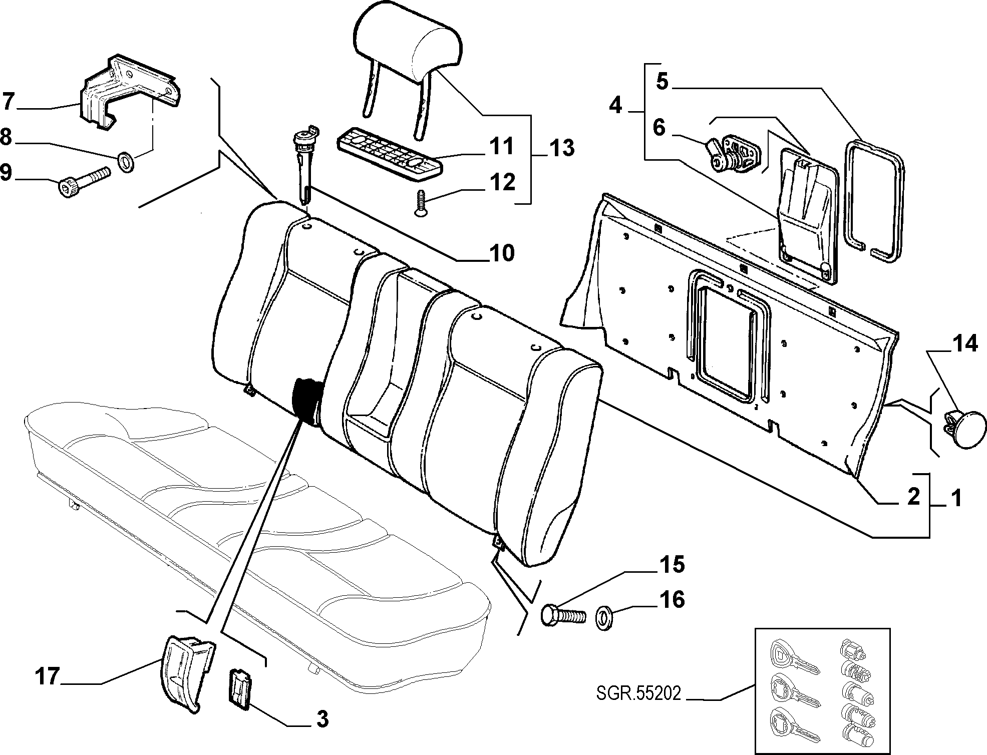 70613/00 REAR SEAT 
