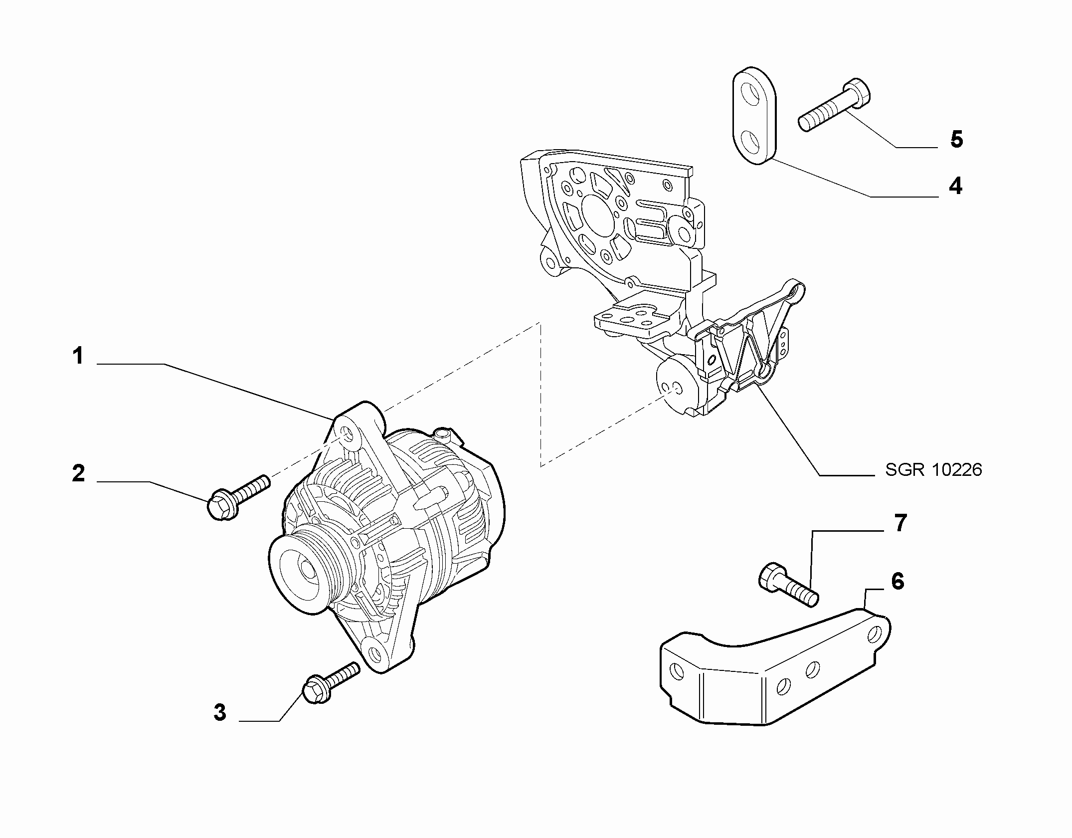 55301-010 ALTERNATOR AND MOUNTING