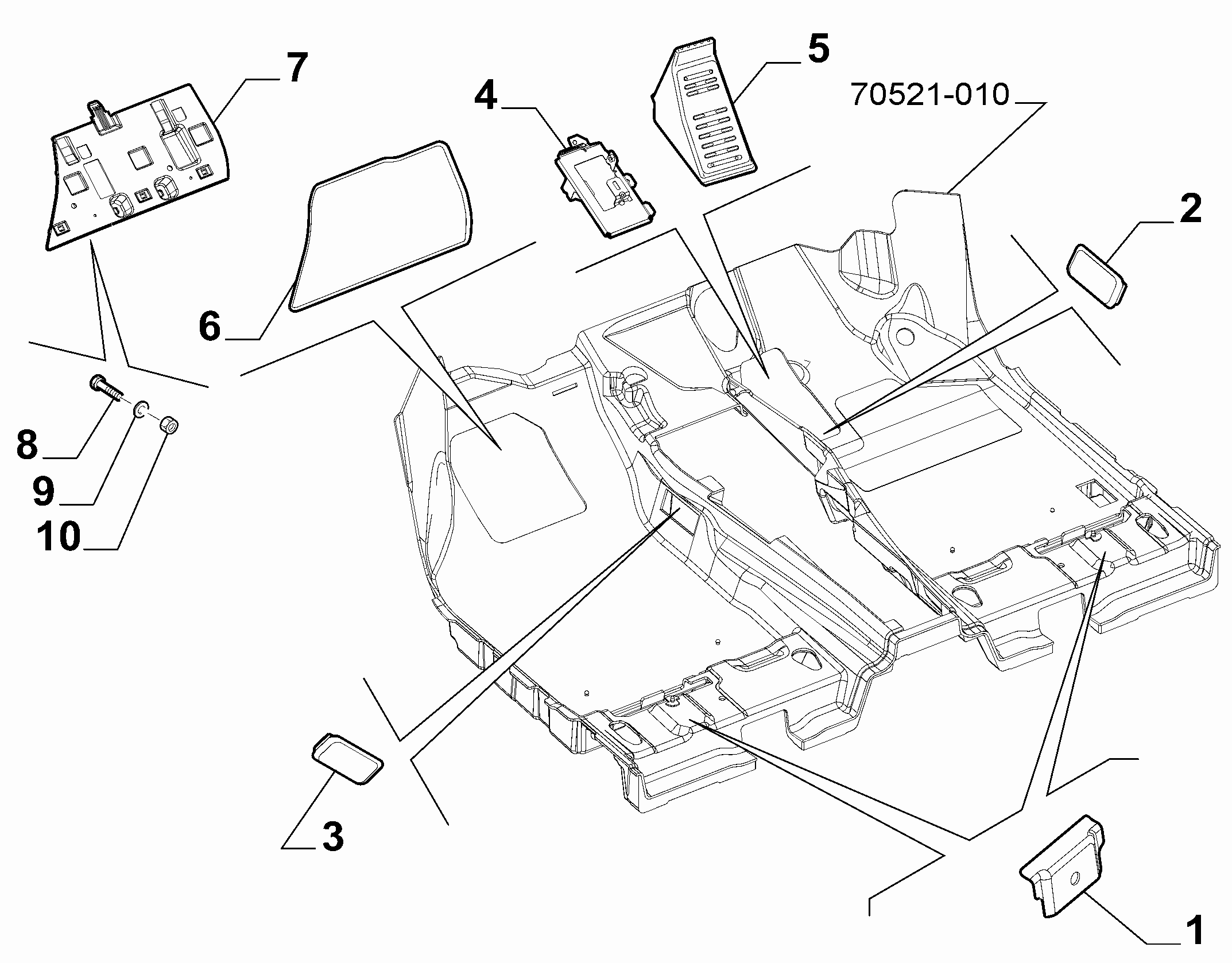 70521-030 PASSENGER COMPARTMENT MAT FASTENERS AND ACCESSORIES