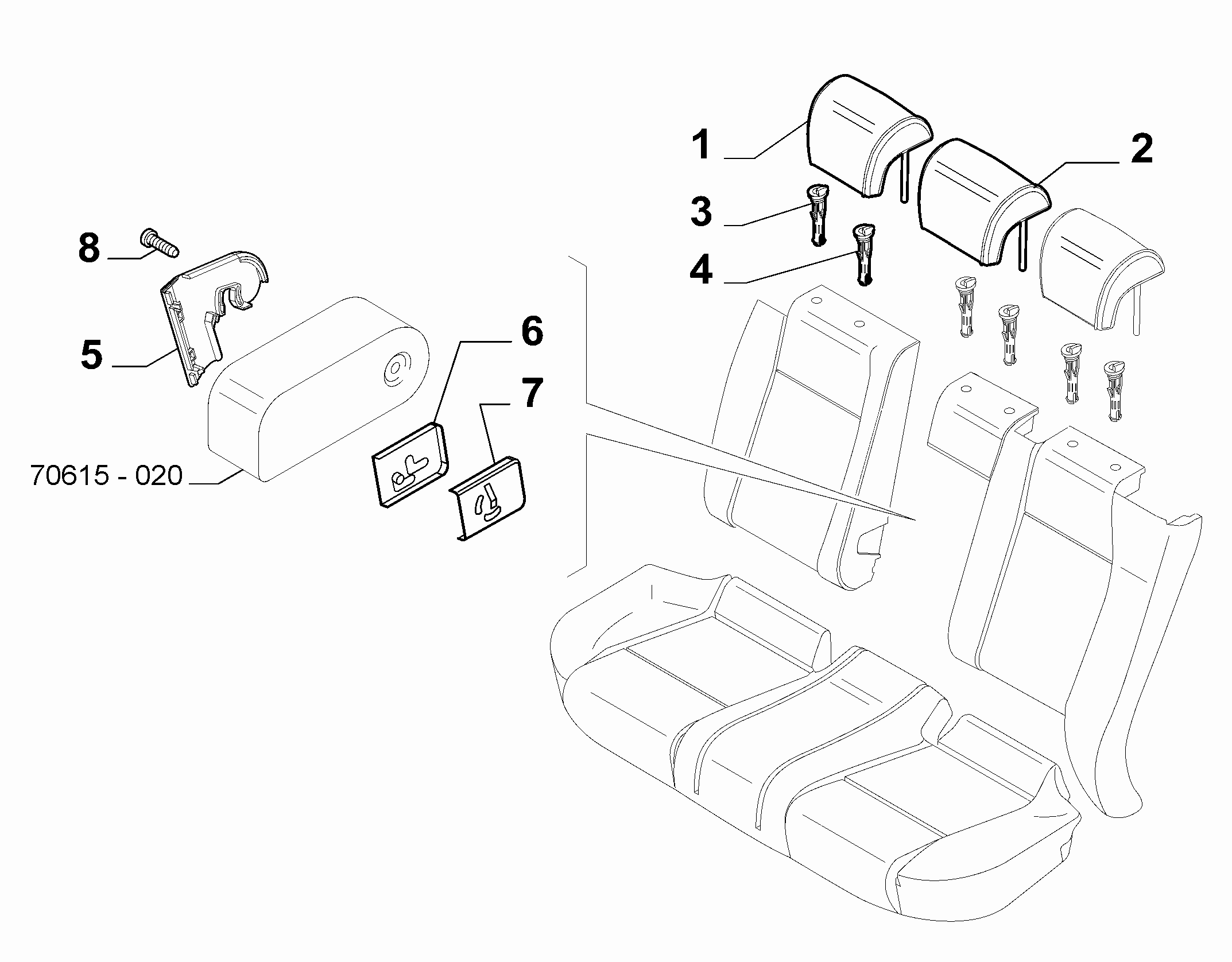 70613-050 REAR SEAT HEAD REST