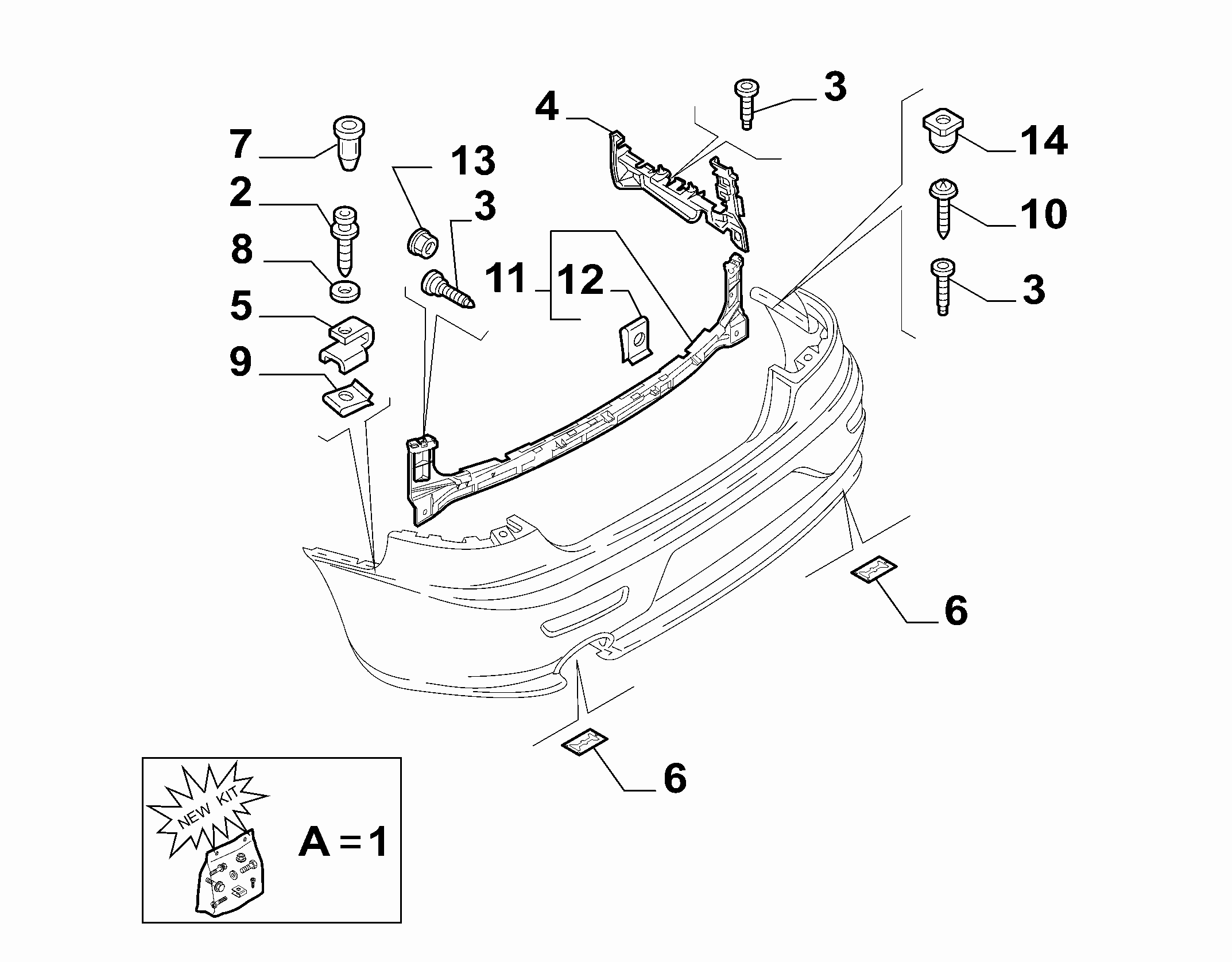 70727-020 REAR BUMPER CLAMPS