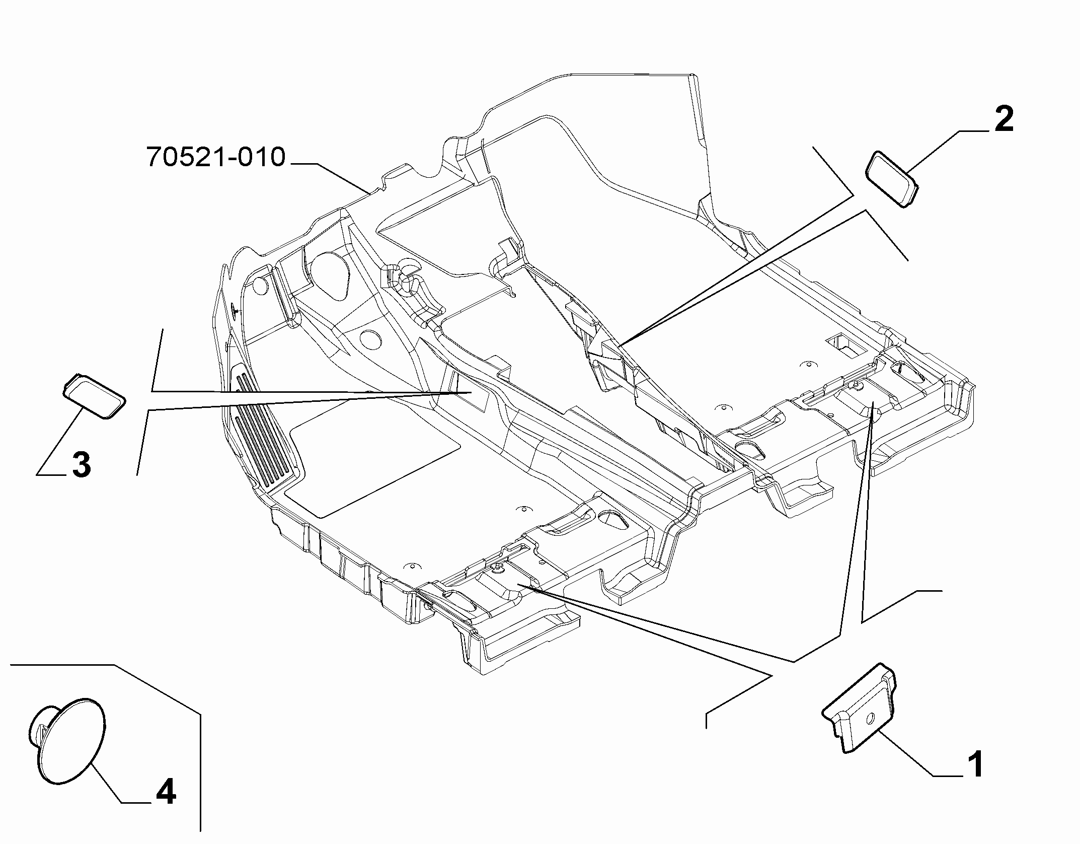 70521-030 PASSENGER COMPARTMENT MAT FASTENERS AND ACCESSORIES