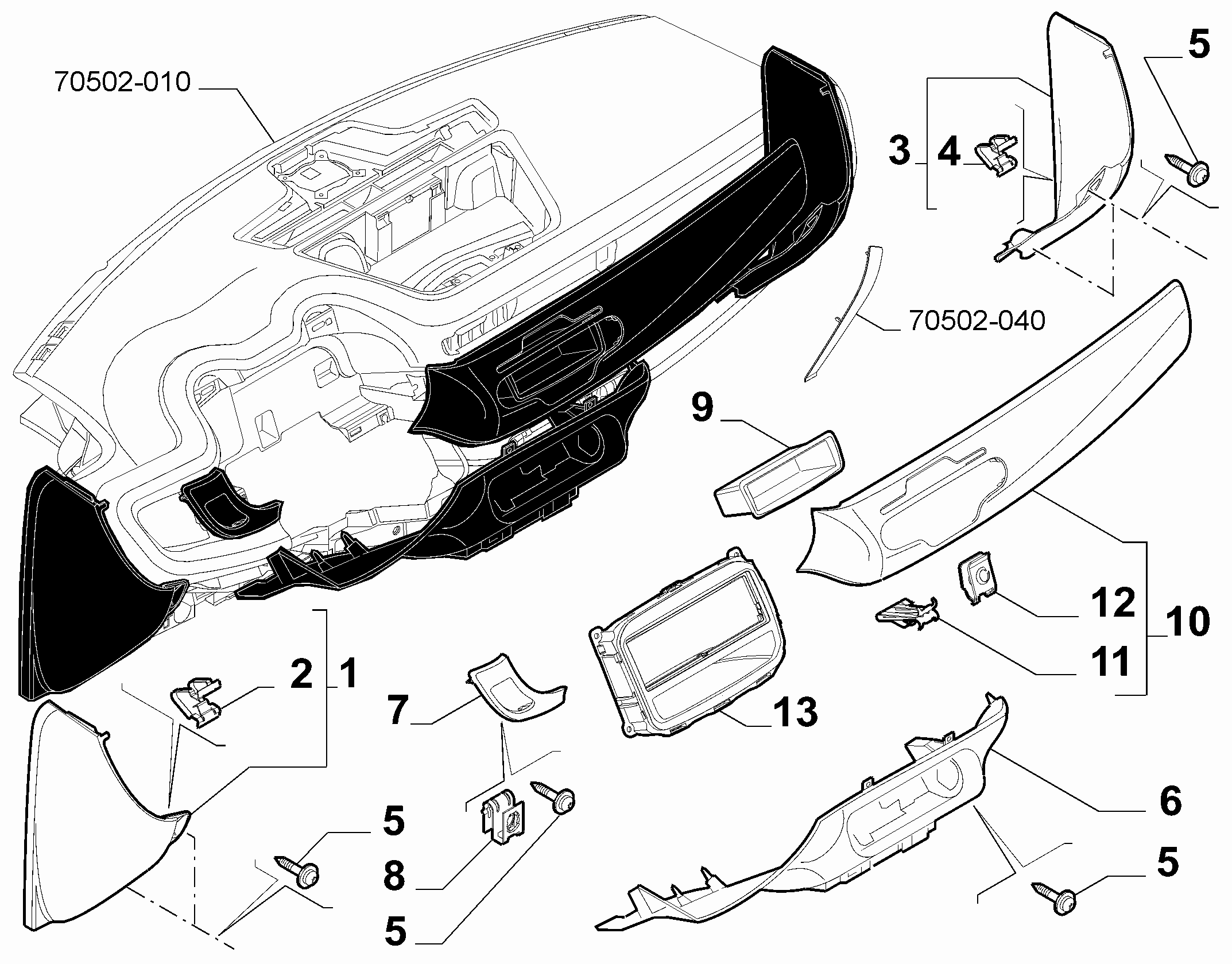 70502-020 DASHBOARD INSTRUMENT HOLDER DIALS