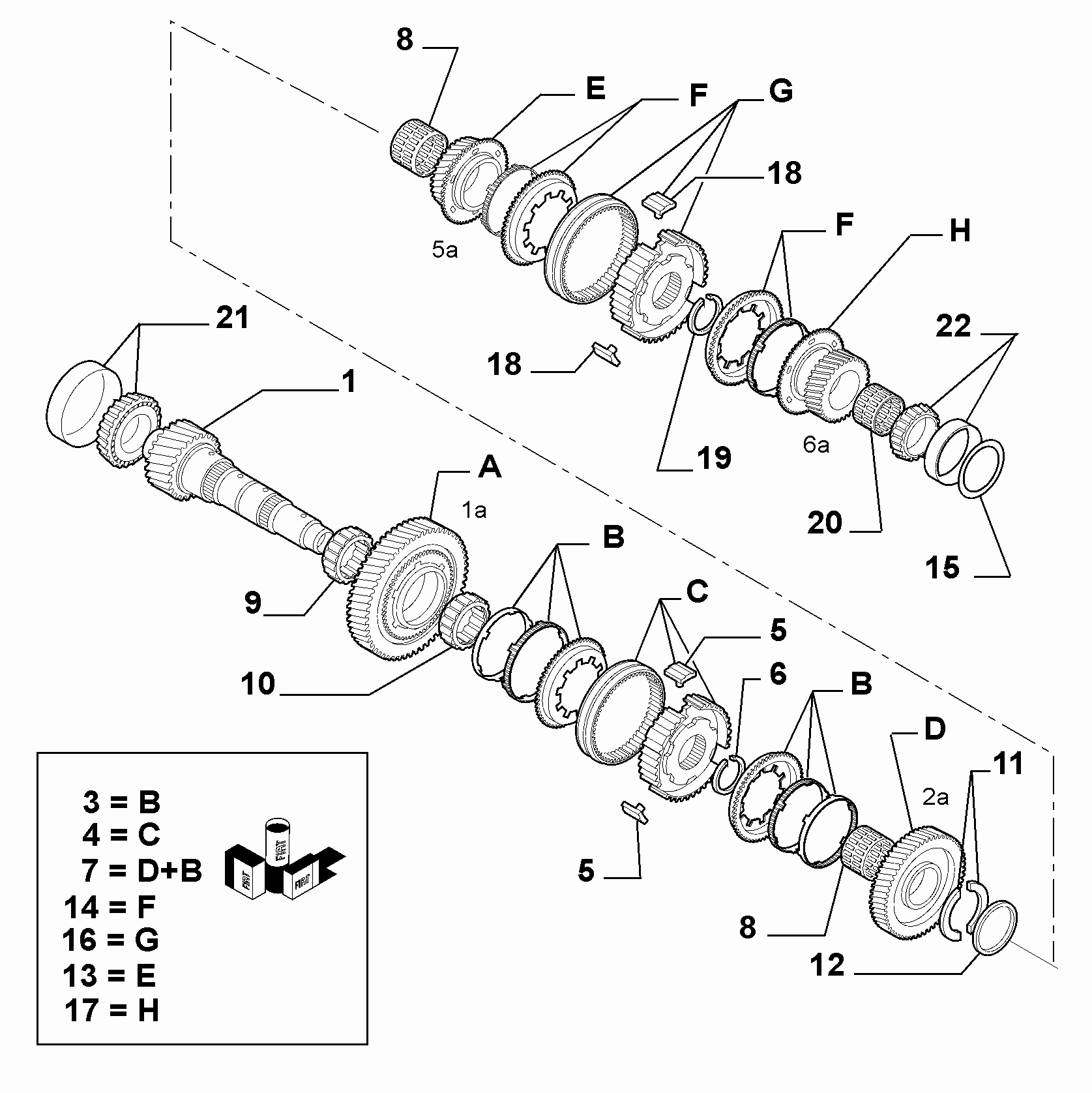 21215-031 UPPER SECONDARY SHAFT AND GEAR LEAD