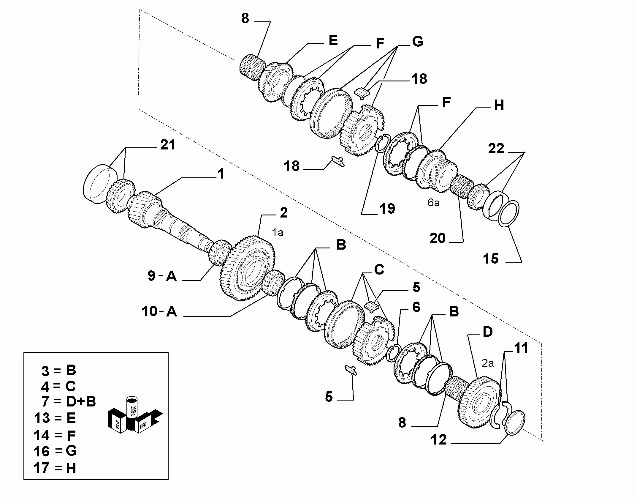 21215-031 UPPER SECONDARY SHAFT AND GEAR LEAD