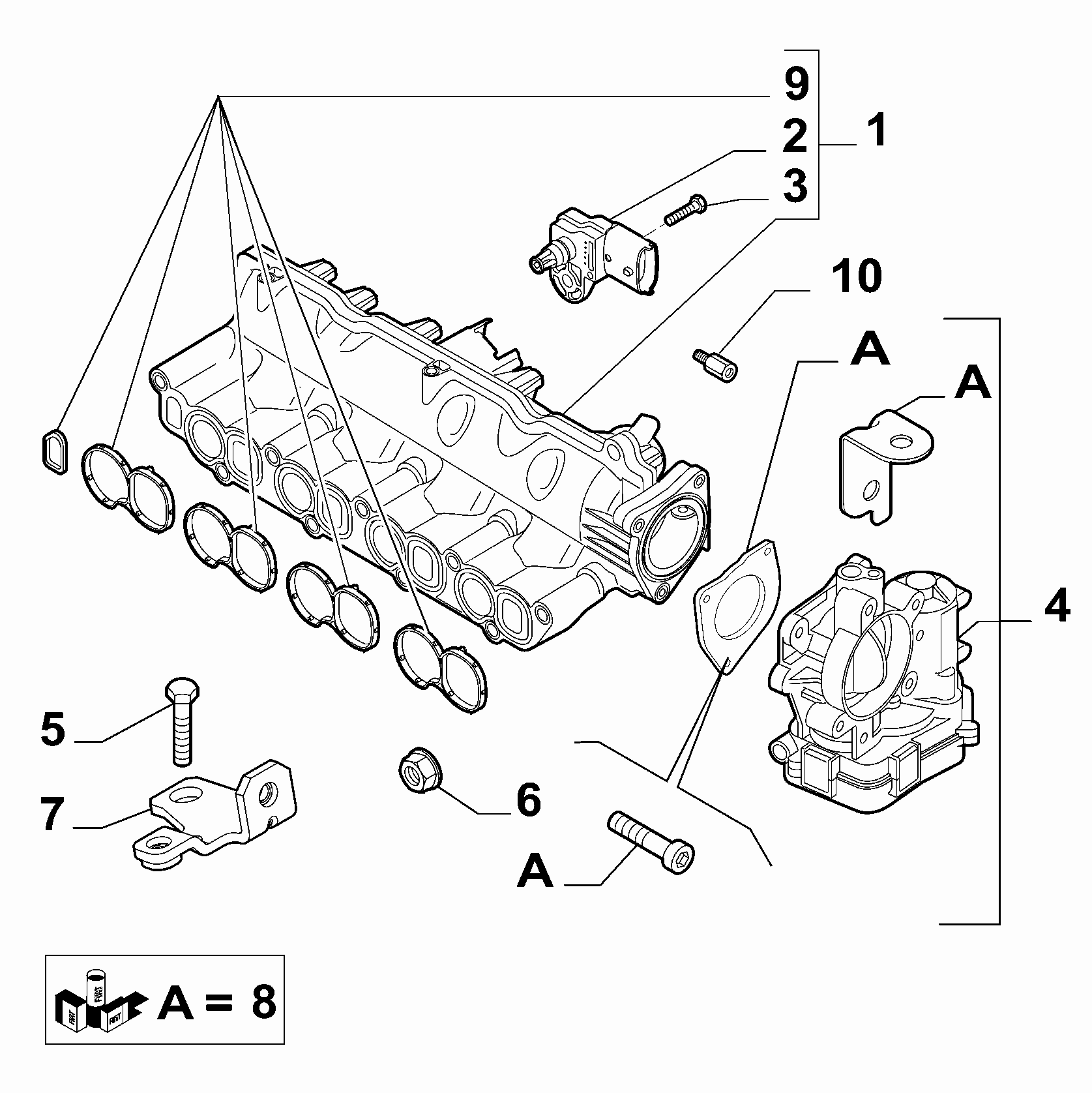 10255-010 INTAKE MANIFOLD AND BUTTERFLY CLIPS