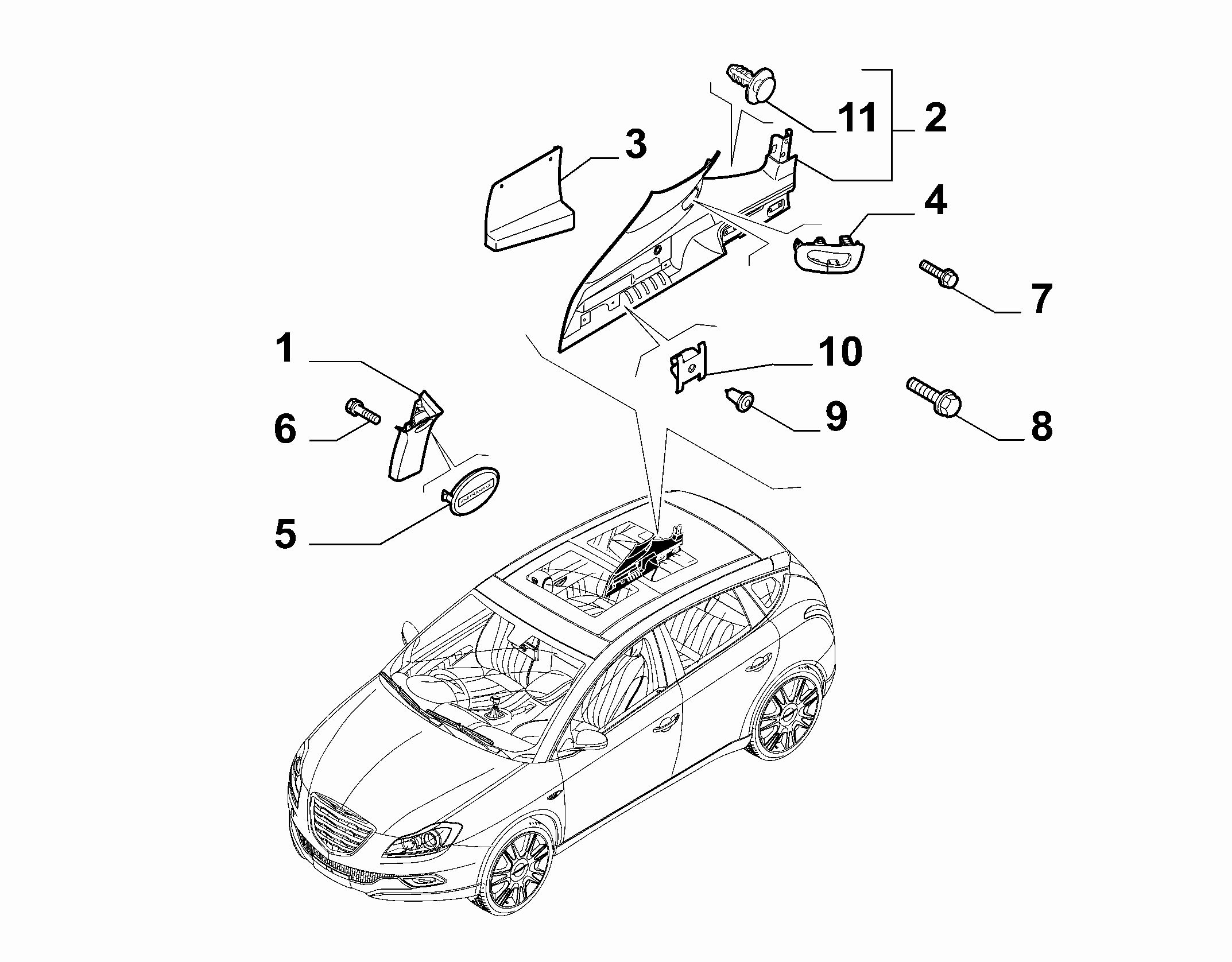 70523-040 INNER REAR PILLAR AND QUARTER GLASS TRIMS