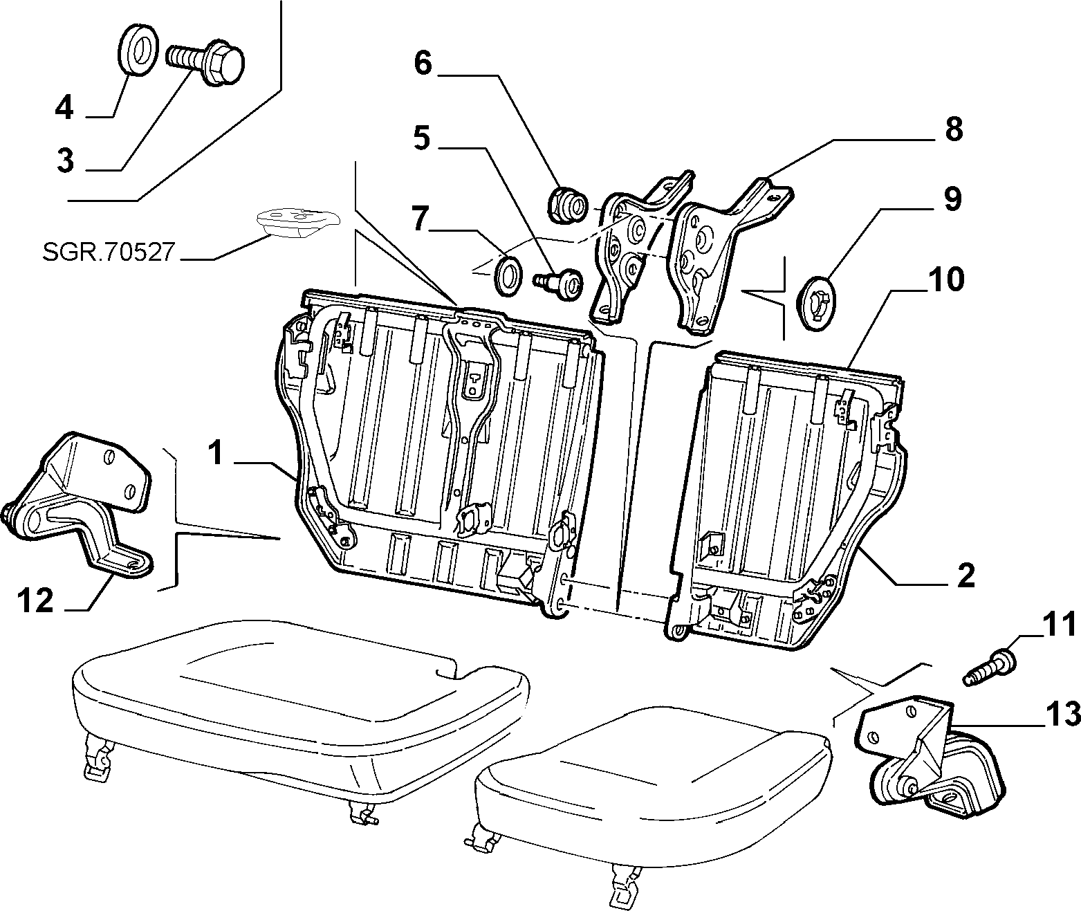 70613/00 REAR SEAT 
