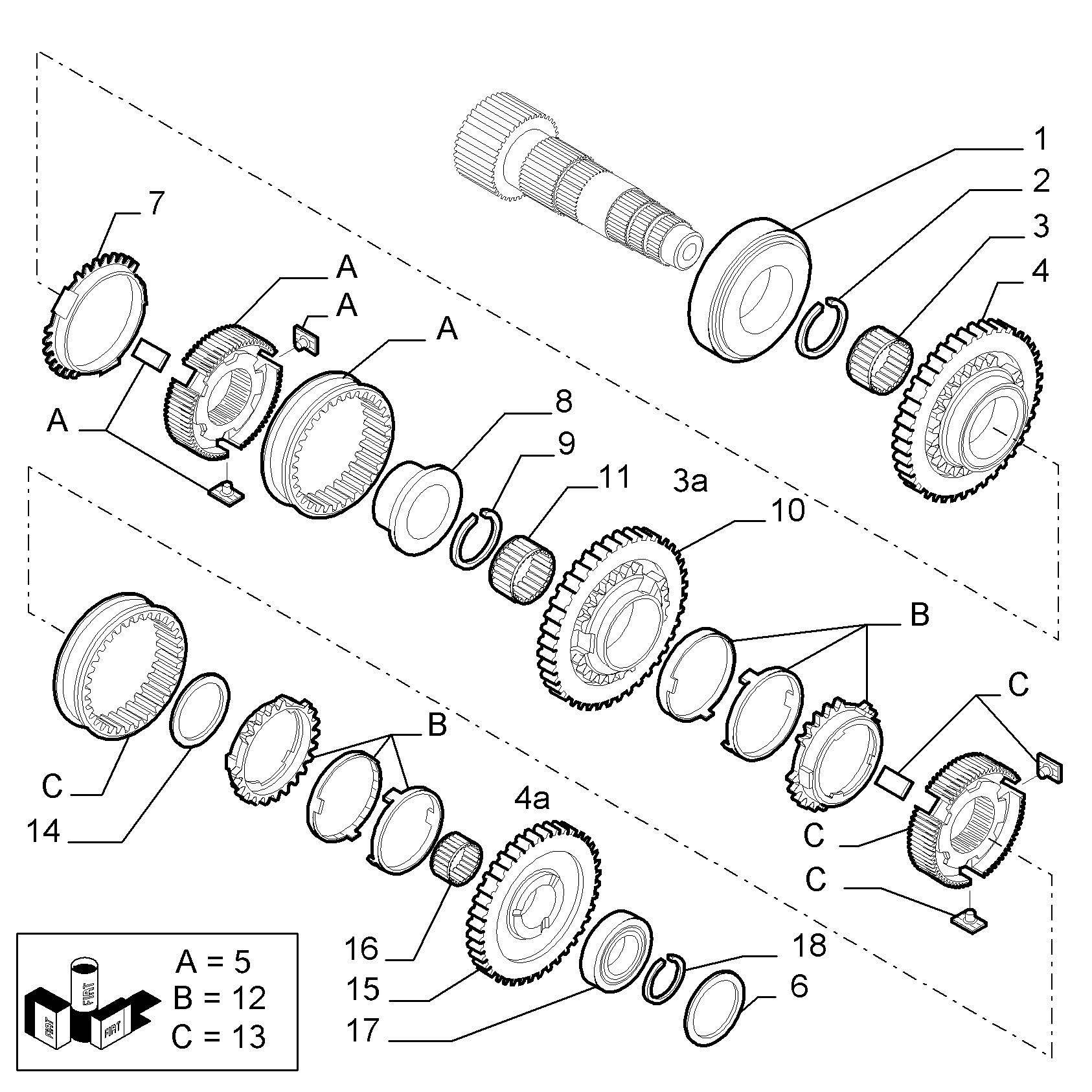 21215-031 UPPER SECONDARY SHAFT AND GEAR LEAD