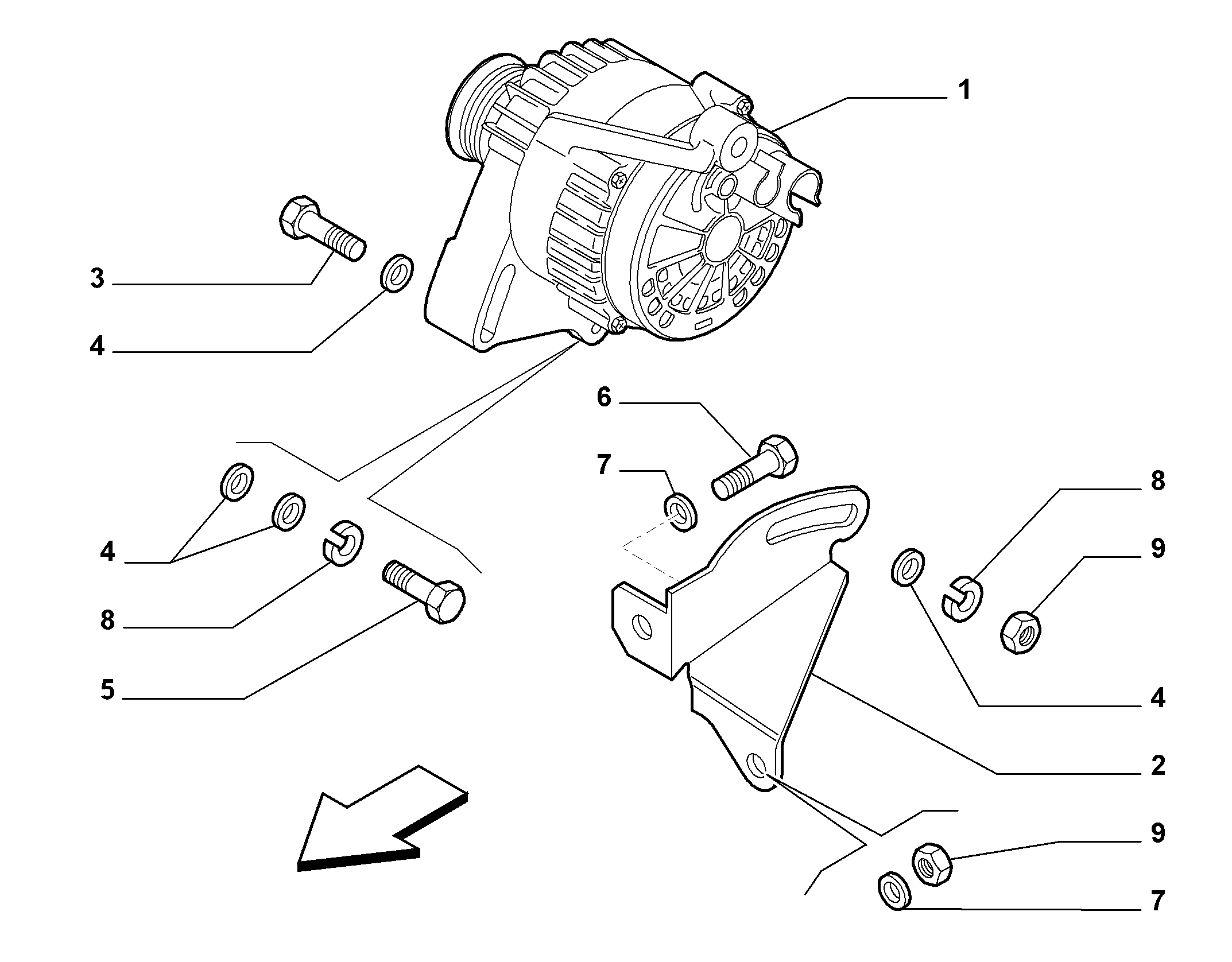 55301-010 ALTERNATOR AND MOUNTING
