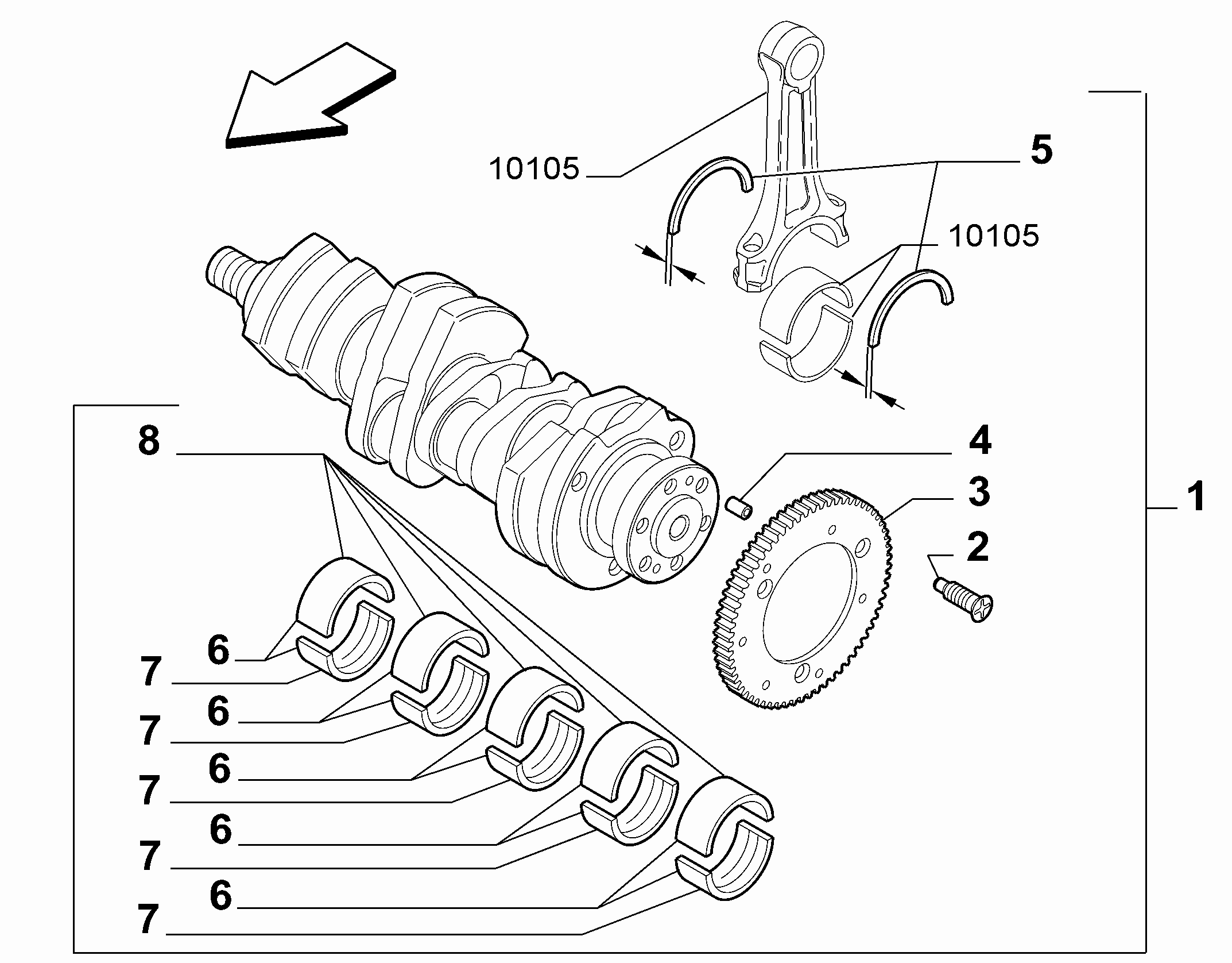 10103-010 ENGINE SHAFT AND HALF BEARING