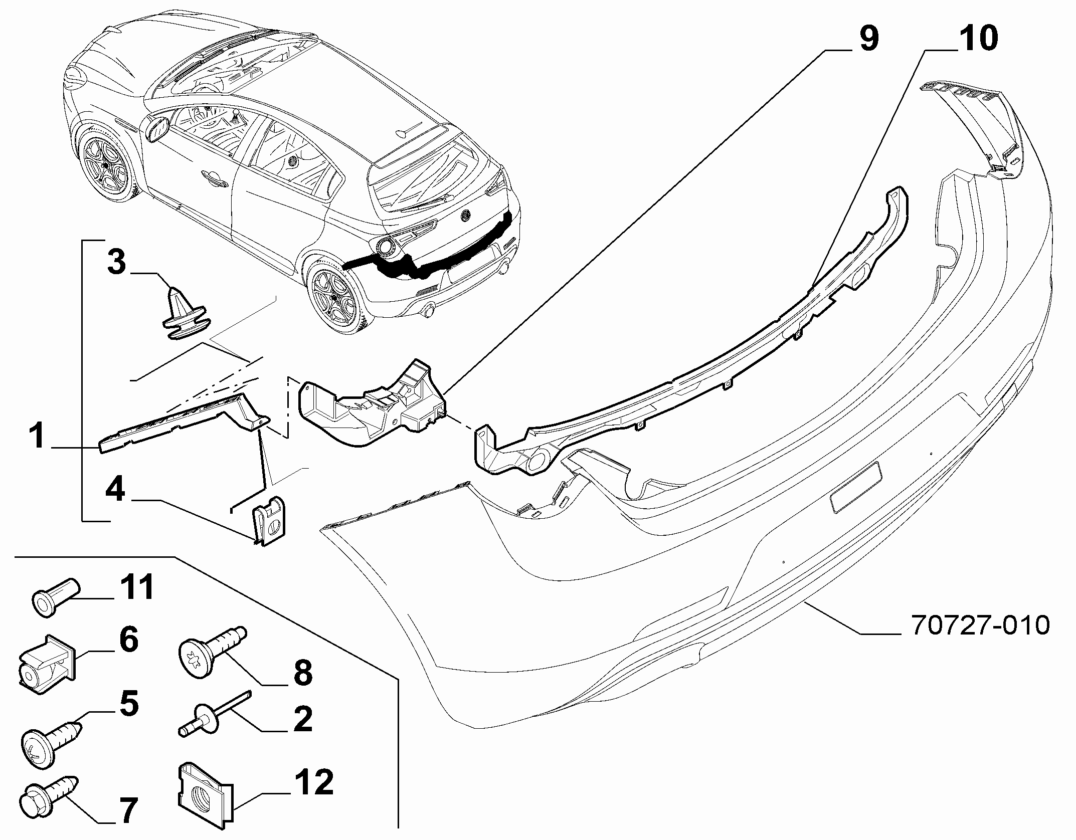70727-020 REAR BUMPER CLAMPS