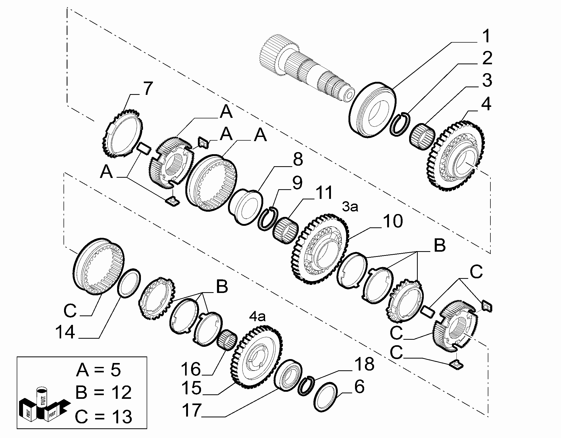 21215-031 UPPER SECONDARY SHAFT AND GEAR LEAD