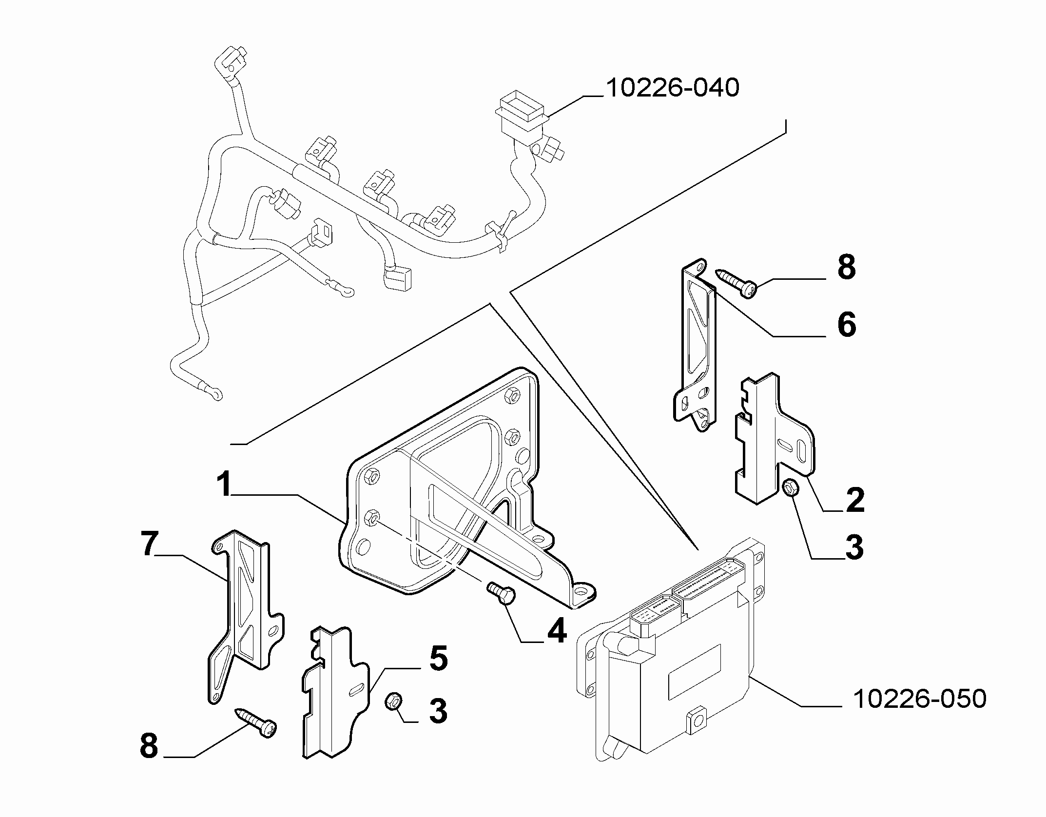 10225-020 INJECTION ECU AND ENGINE HARNESS FASTENERS