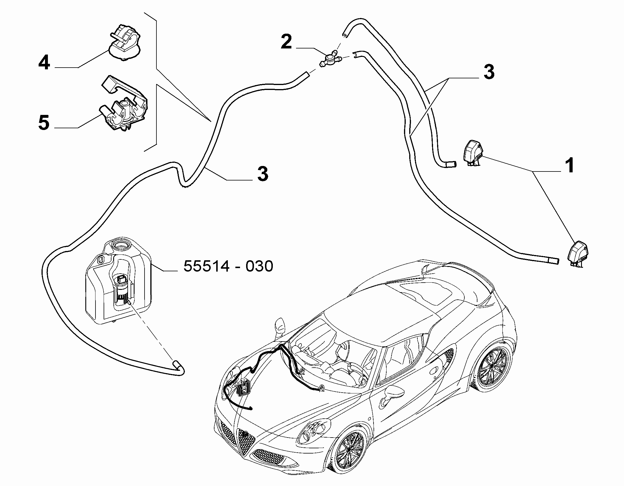 55514-040 FRONT AND REAR WIPER TUBING