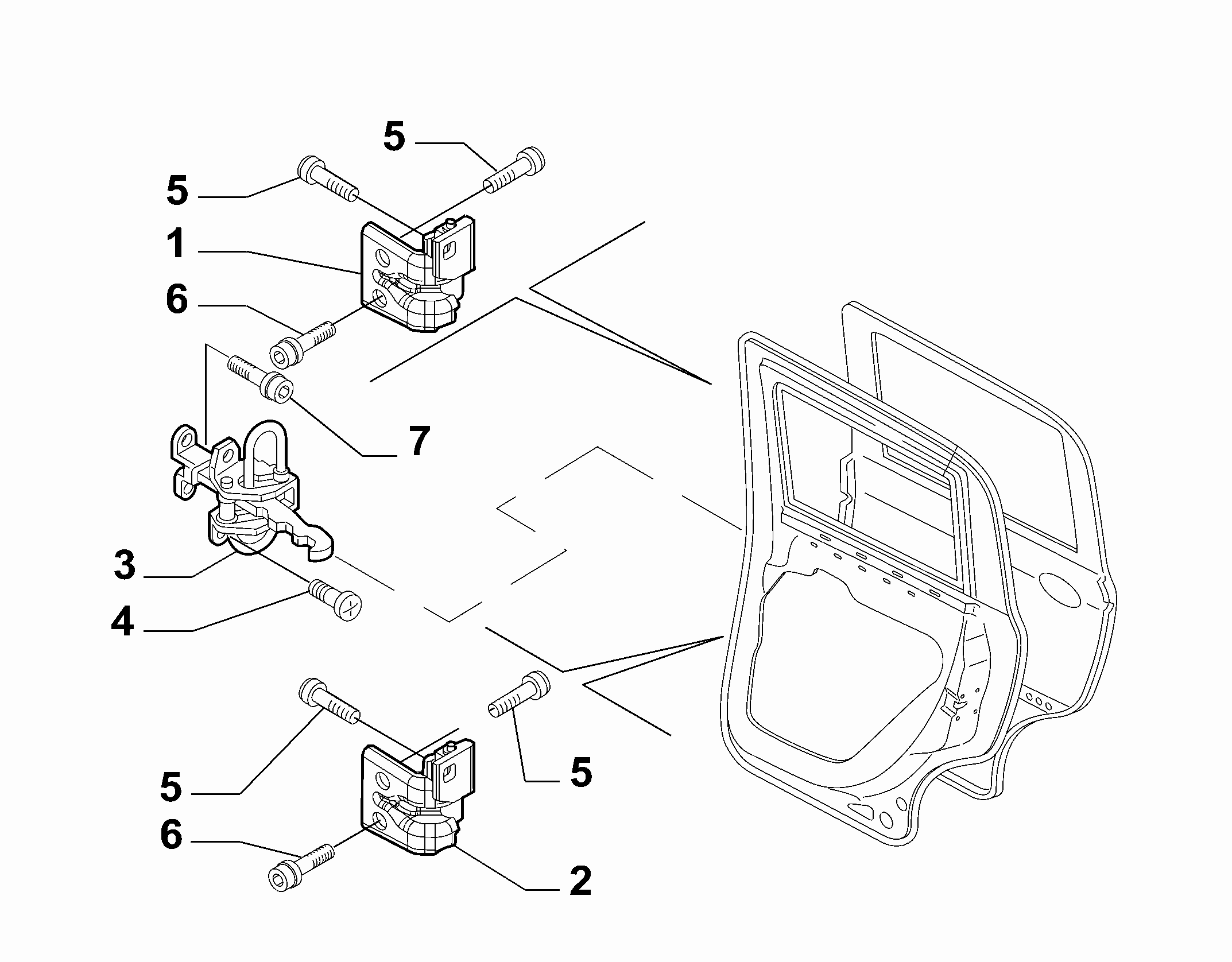 70136-020 REAR DOOR HINGES AND TIE RODS