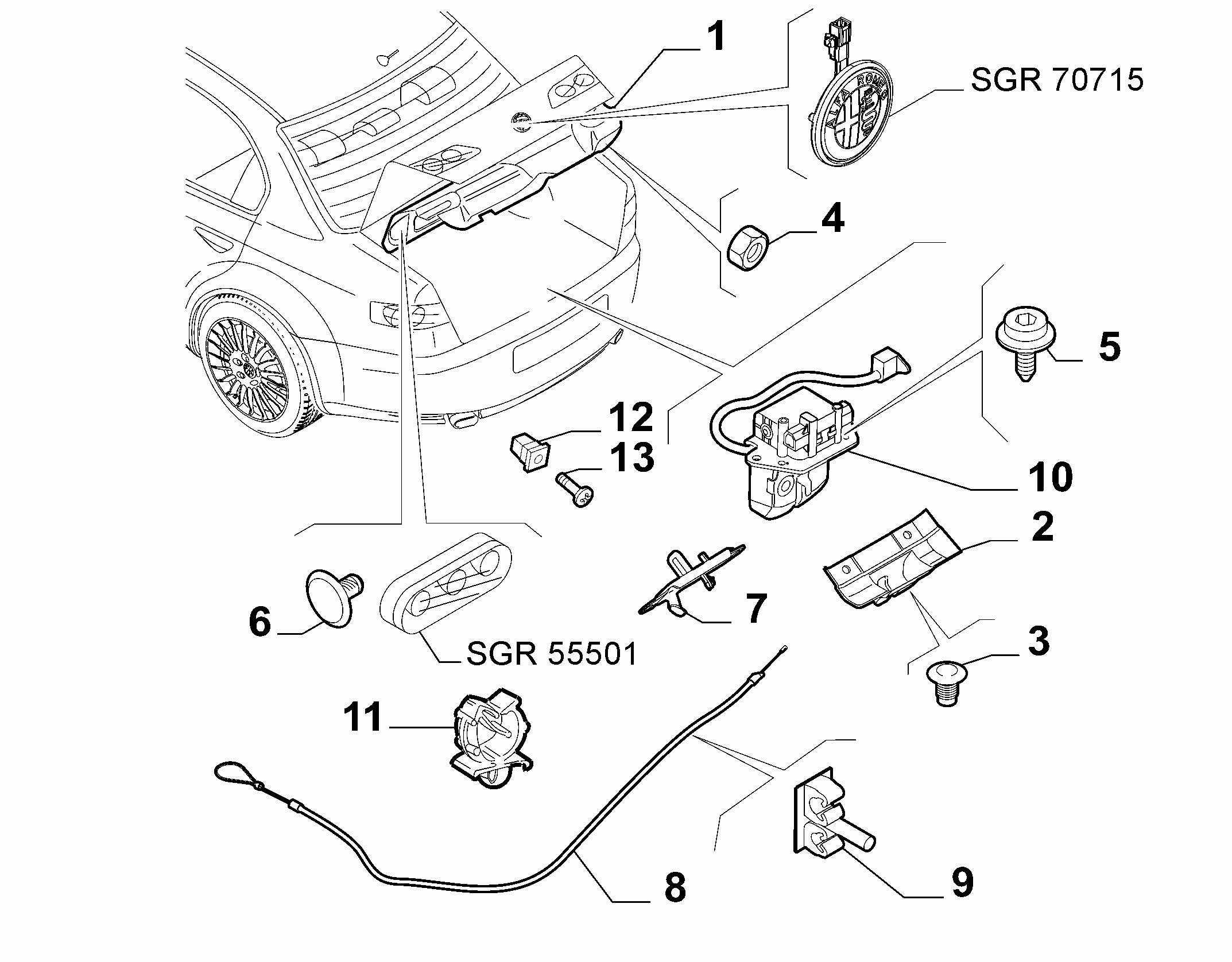 70160-020 BOOT LID LOCK