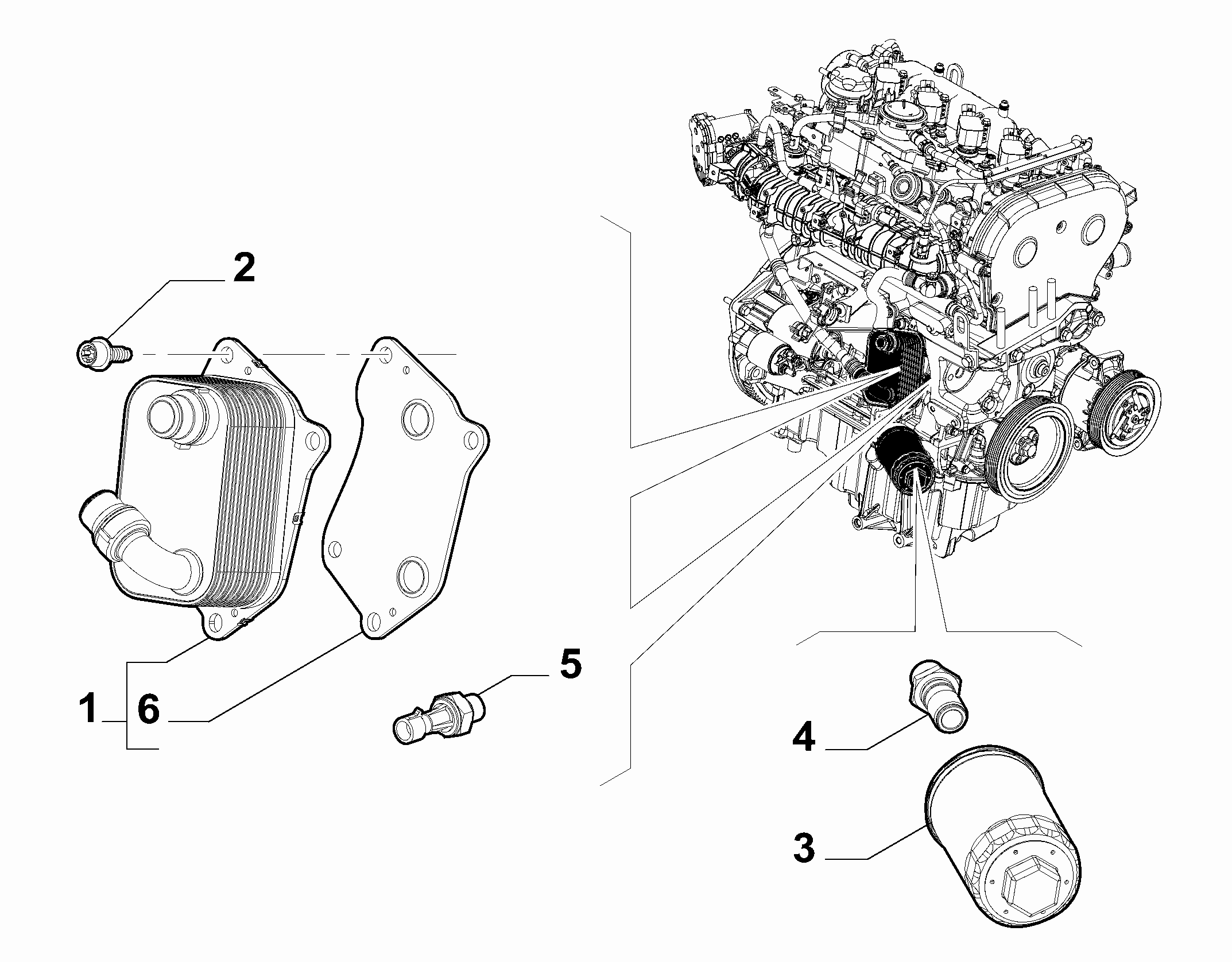 10301-045 HEAT EXCHANGER - OIL FILTER - OIL PRESSURE SWITCH